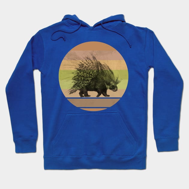 Porcupine Picture on Retro-style Sunset in Africa Colors Hoodie by scotch